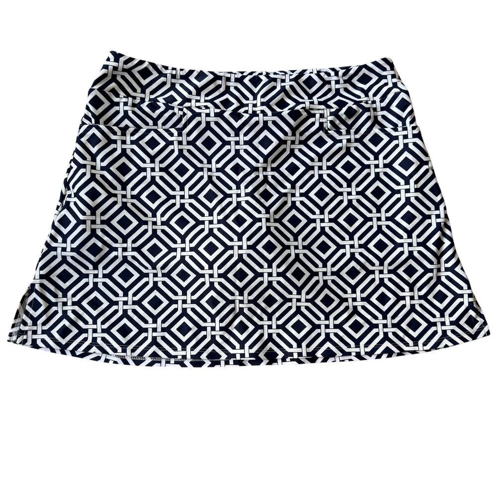 Jude Connally Octagon Geometric Print Skort Sz L Golf Tennis Sporty Blue White